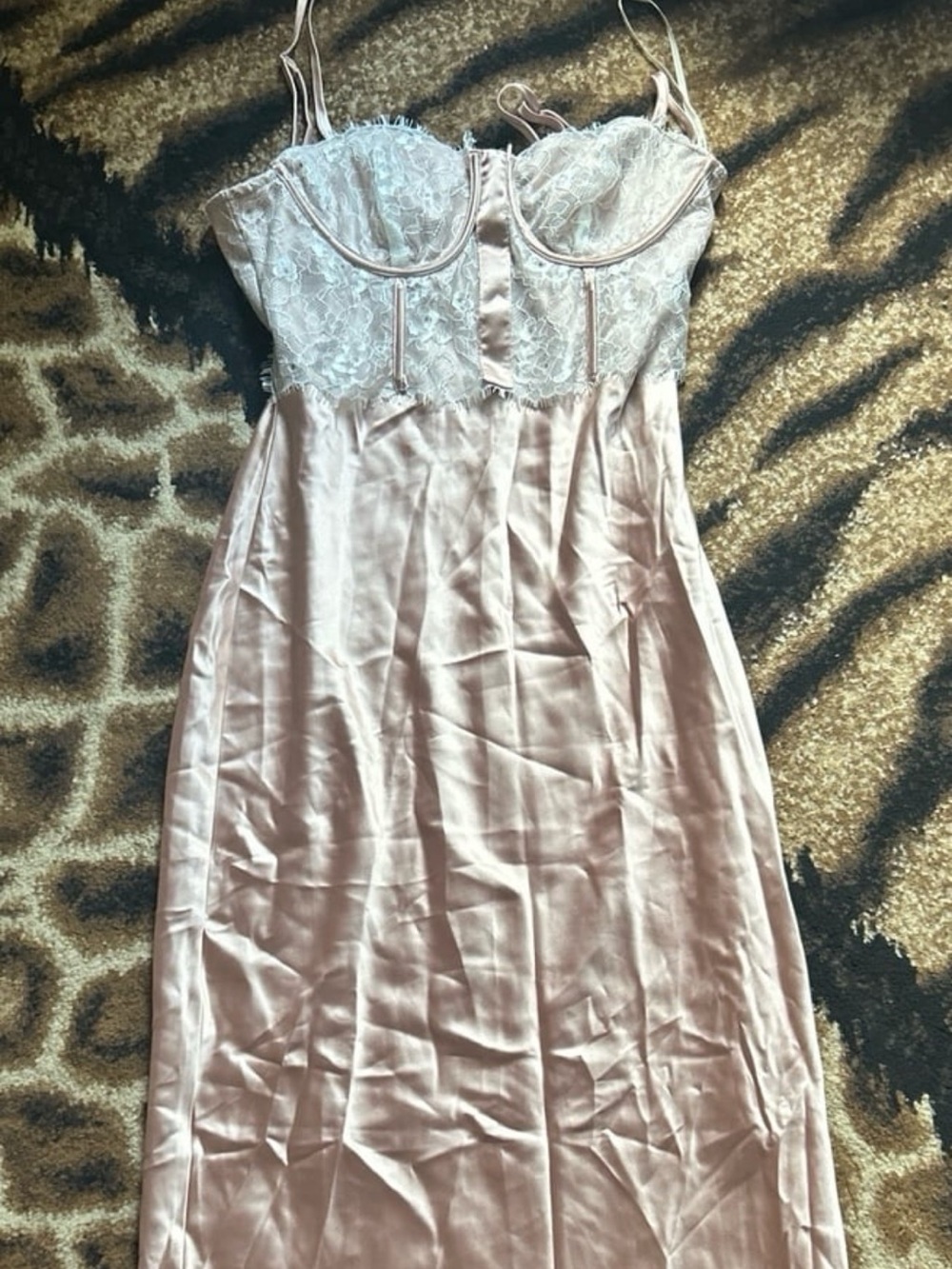 Forever 21 Blush Pink Lace Bustier Maxi Dress